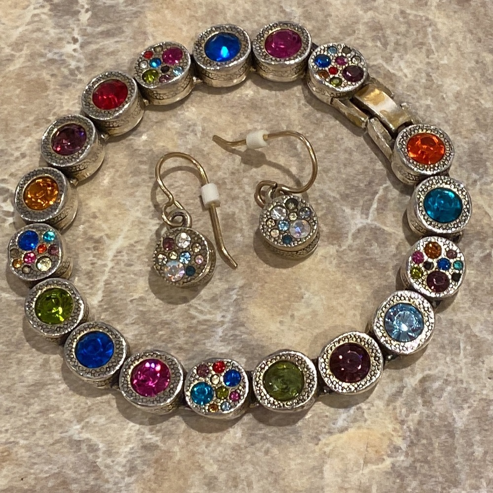 Patricia Locke Crystal Bracelet and Earrings. Signed. Excellent Condition.